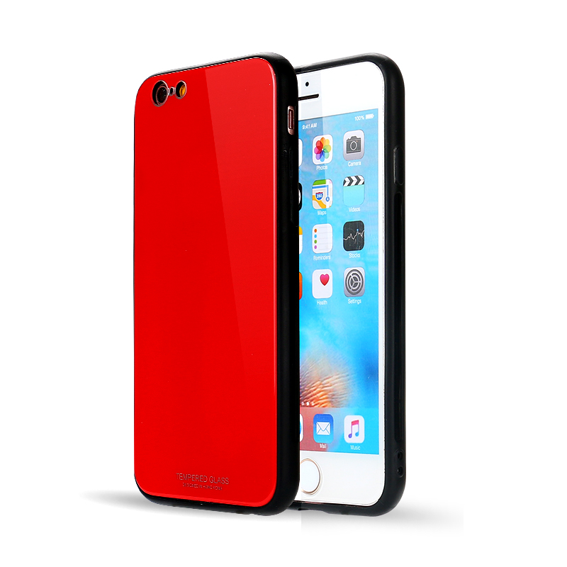 iPHONE 8 / 7 Tempered Glass Hybrid Case Cover (Red)